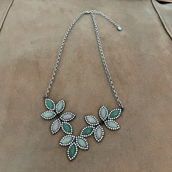 Green Bauble Statement Necklace w/ Rhinestones - Picture 1 of 4